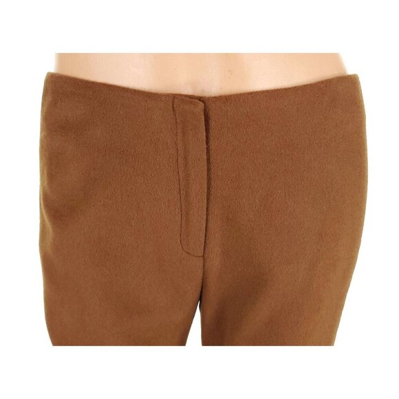 Crystal Siemens Cashmere Low-Rise Wide-Leg Trousers Size 10 Brown Pants - Picture 2 of 8